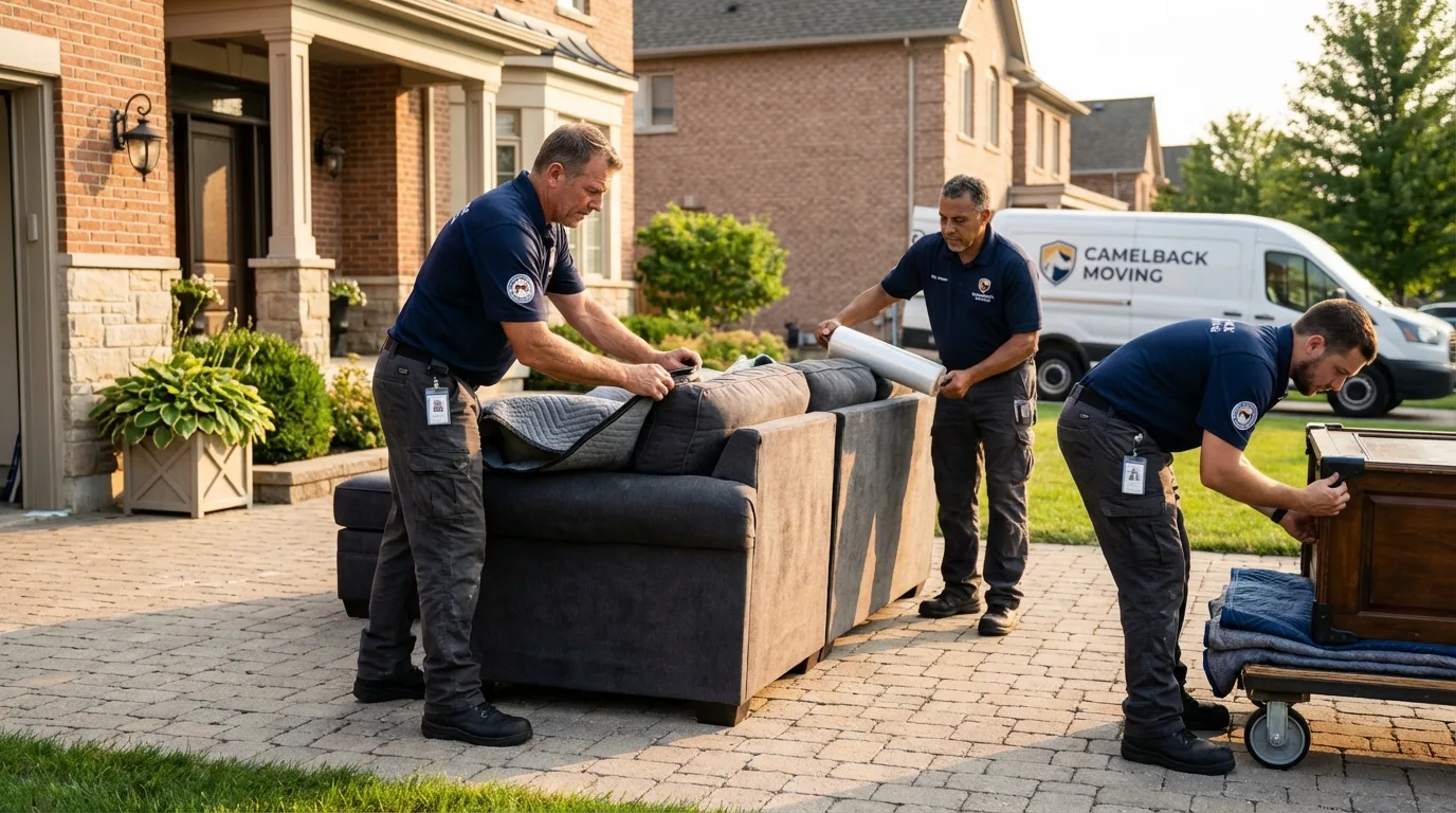 Large estate moving crew wrapping furniture in Ventnor City, NJ